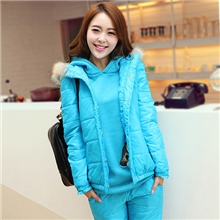 韩版女装运动休闲时尚棉衣服套装加厚连帽卫衣三件套