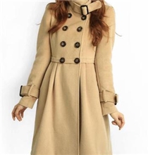 秋冬装新款女装韩版加长款风衣毛呢双排扣大衣外套882