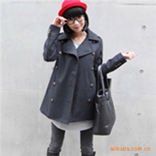 2011秋冬装女装大翻领时尚大衣双排扣羊毛呢加厚外套257