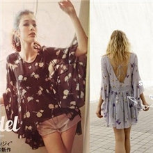 女装春夏新款复古露背喇叭袖宫廷飘逸公主雪纺衫上衣批发代理