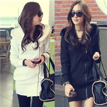 2013秋款韩版新款拉链卫衣修身包臀休闲长款包臀卫衣开衫连帽