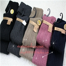 特森女系过膝袜粗针卷边棉翻边高筒袜麻花长筒袜子女秋冬厂家直销