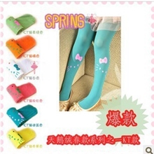 春秋款KT猫女童儿童打底裤圆点天鹅绒连裤袜大波点连裤袜批发