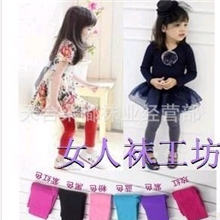 春秋款加厚儿童糖果色彩色拉绒九分裤/儿童保暖打底裤批发价