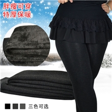 优质秋冬厚单层加绒加厚保暖裤一体裤显瘦加肥加大码打底裤胖MM