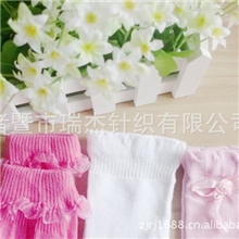 新款可爱中统淑女花边罗口三双包全棉舒适百搭高档公主童袜批发