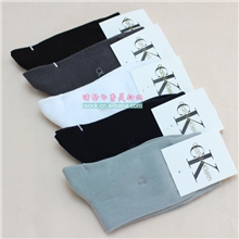 商务刺绣男士中统袜子精梳棉袜秋冬盒装袜CK原单袜子批发