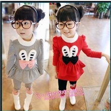 2013韩版秋装童装批发儿童两件套女童中国娃娃喜庆加厚