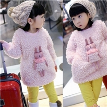 2013冬女童装新款毛毛可爱小兔圆领加厚卫衣儿童卫衣外套批发