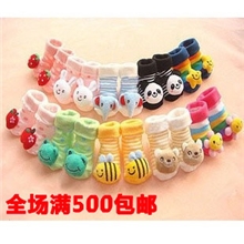 【公仔袜】纯棉儿童袜子新生儿宝宝立体袜婴儿袜子防滑胶底批发