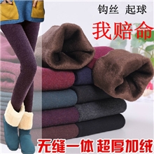 秋冬韩版潮七彩棉加绒加厚无缝打底裤一体裤显瘦腿踩脚大码保暖裤