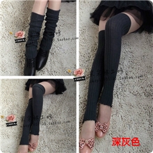 秋冬东方缘羊毛绒袜套过膝显瘦靴袜韩国堆堆袜保暖竖条袜套批发