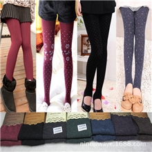 新款秋冬女士保暖羊毛驼绒加厚点点显瘦踩脚打底裤连裤袜厂家批发