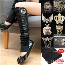 女装新款加绒加厚个性拼皮长筒袜套针织仿皮袜套长筒袜护膝