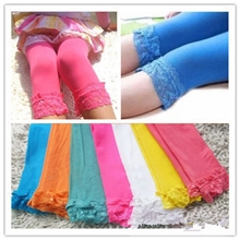 糖果色儿童天鹅绒花边5分打底裤7分打底裤9分打底裤儿童彩色丝袜