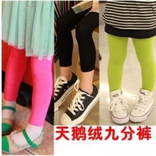 春秋糖果色天鹅绒女童丝袜儿童袜九分打底裤女童9分丝袜舞蹈袜子