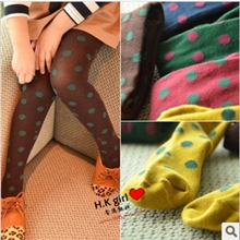 韩版儿童连裤袜女童春秋冬棉裤袜女宝宝波点棉圆点打底连裤袜批发