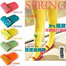 KT猫咪儿童彩色连裤袜舞蹈踩脚裤碎花朵儿童连裤袜打底裤丝袜子