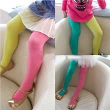 拼色糖果AB连裤袜儿童女童双色连裤袜宝宝丝袜天鹅绒九分打底裤