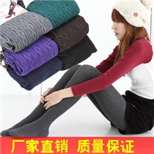 批发韩版秋冬装显瘦保暖麻花时尚打底裤袜女士踩脚袜连裤袜针织裤