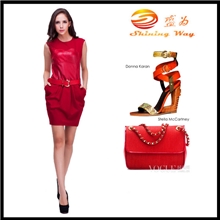 大货特价欧美品牌羊皮连衣裙秋装连衣裙2013高端新款3822