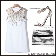 外贸女装重工金属新款无袖连衣裙6015欧美明星修身衣服时装秀t台