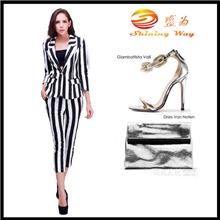 欧美大牌女装秋装竖条纹黑白套装LJ011欧美品牌衣服大牌高端套装