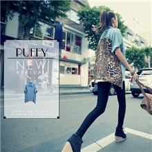 21158新款秋装韩系街头时尚后背豹纹雪纺拼接牛仔休闲长款衬衫