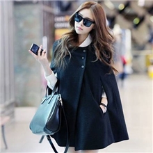 新款冬装韩版女装批发女式呢子外套大码毛呢大衣斗篷大衣披肩