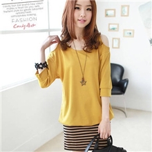 特10146两色入2012春装新品条纹拼接露肩假两件套连衣裙