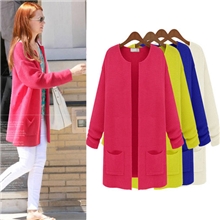 2013秋装新款韩版女装简约春秋中长款针织衫秋装外套女开衫