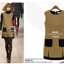 2013秋冬新款欧美风OL显瘦大码毛呢连衣裙毛呢背心裙背心裙批发