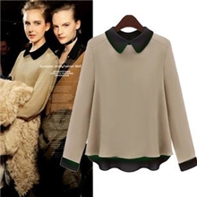 2013秋冬新款欧美明星同款大码宽松长袖麻纱雪纺衫长袖衬衣打底衫