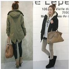 2013冬装新款女装韩版加厚毛毛胆燕尾棉袄中长款羊羔绒棉衣批发