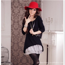 供应1523两件套针织衫长袖不规则连衣裙2013大码胖人女装批发