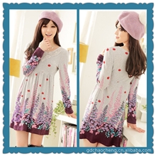 供应11502甜美公主樱桃长袖针织修身连衣裙2013大码胖人女装