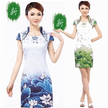 批发亏本清货梦丝兰晓晓旗袍时尚改良夏装新款荷花复古旗袍