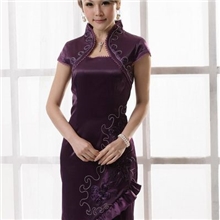特价清货时尚改良夏装旗袍紫色高档修身贵气质款礼服裙