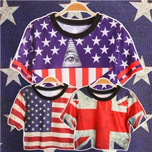 2013新款日本zipper街拍款原宿风百搭印花半截短款T恤T265