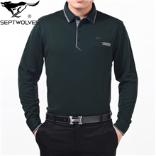 2013新款长袖T恤丝光棉男装正品男士中年宽松翻领体恤衫