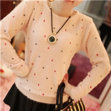 秋装新款马海毛长毛韩版绣花长袖圆领打底衫学生毛衣厂家批发