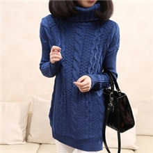 2013韩国秋冬女装麻花百搭大码针织衫开叉高领套头毛衣