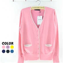 2013新款秋装外套女式针织衫开衫长袖口袋秋季厚款卷边针织衫