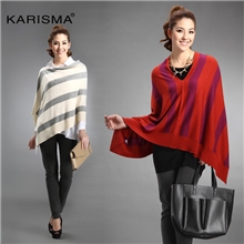 欧洲站2013新款优雅条纹蝙蝠袖欧美外贸针织衫披肩斗篷女