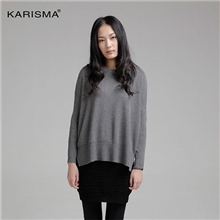 原创品牌欧美设计秋冬新款前短后长宽松毛衣针织衫女纯色羊毛衫