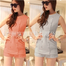 韩国sz品牌批发2013韩版夏季新款无袖连体短裤8249气质时尚