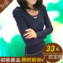 女式毛衣批发通勤春秋新款修身圆领打底毛衣抗气球长袖连衣裙