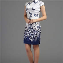 厂家直销2013夏装热卖复古名族风简约时尚修身旗袍裙滚边A09-1