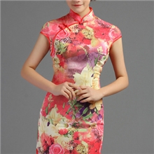 厂家直销2013正品新款冰丝绸改良时尚复古日常短款唐装旗袍裙E-01