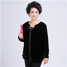 2013新款真丝绒上衣中老年人女装秋装夏装妈妈装大码长袖T恤外套